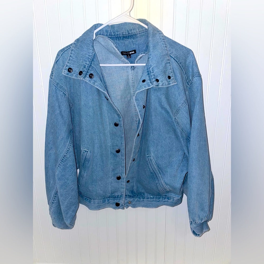 A oversized jean jacket with flared arms